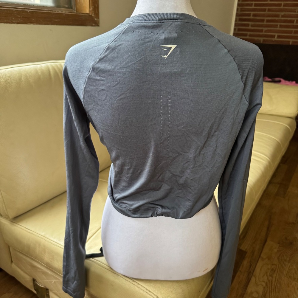 Gymshark Breeze Lightweight Seamless Long Sleeve Crop Top‎ Grey XS